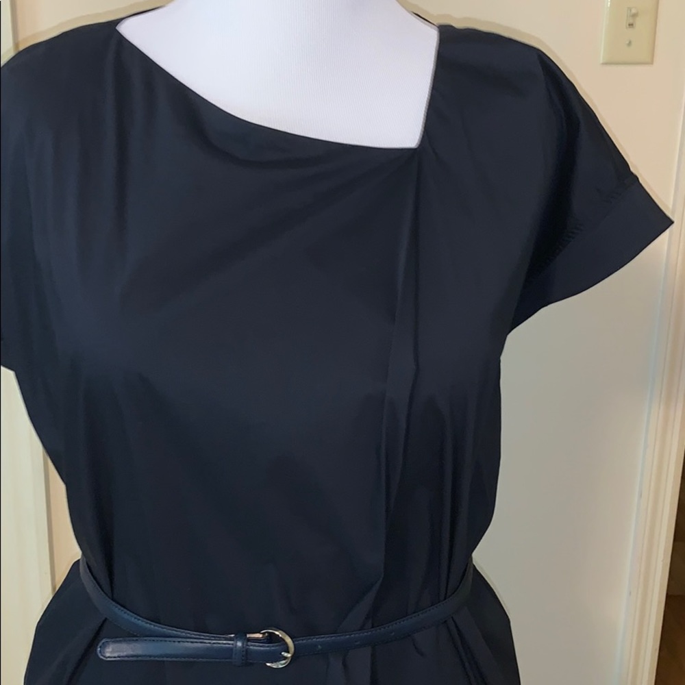 Armani Collezioni navy short sleeve pocketed tunic